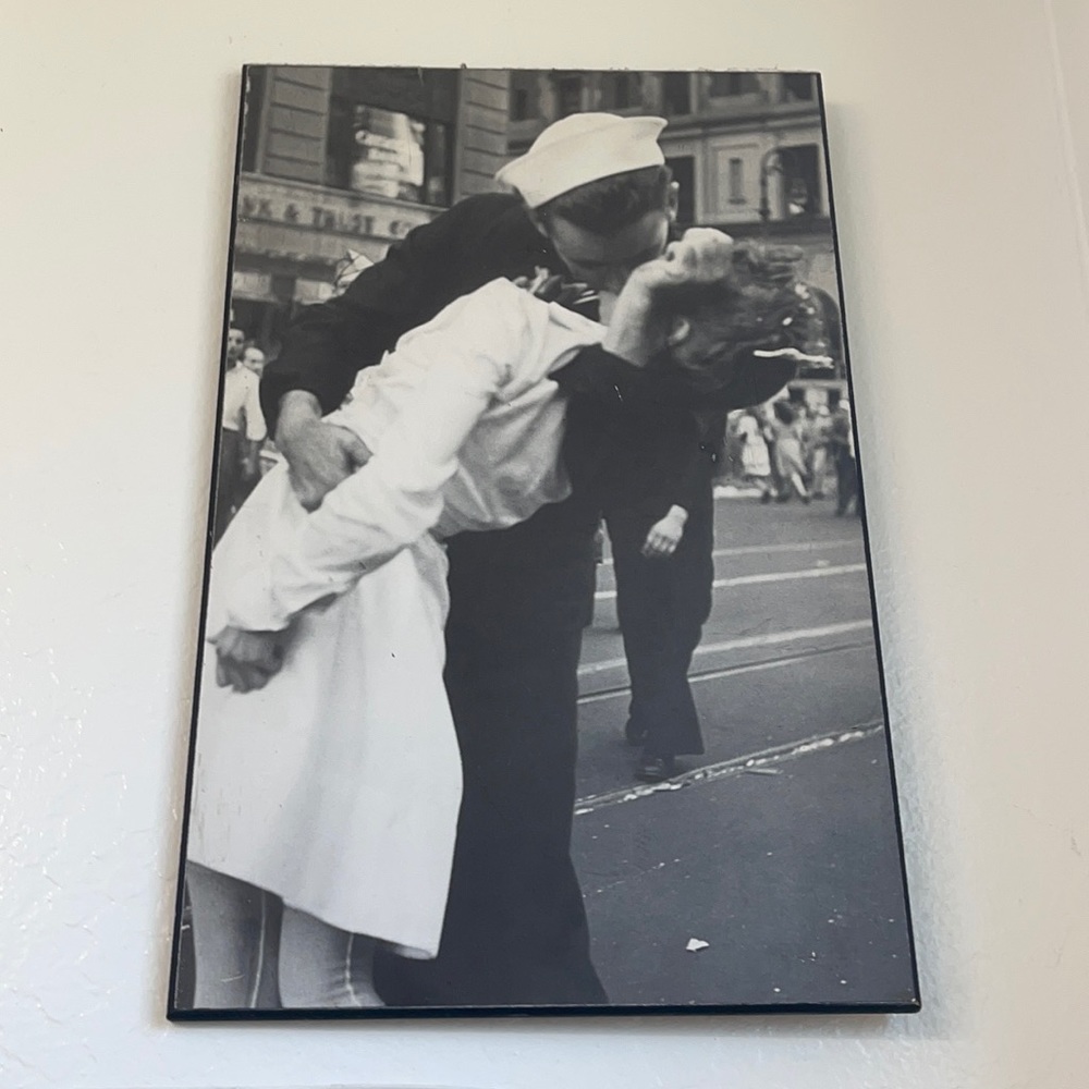 WAR TIME KISS wood wall hanging